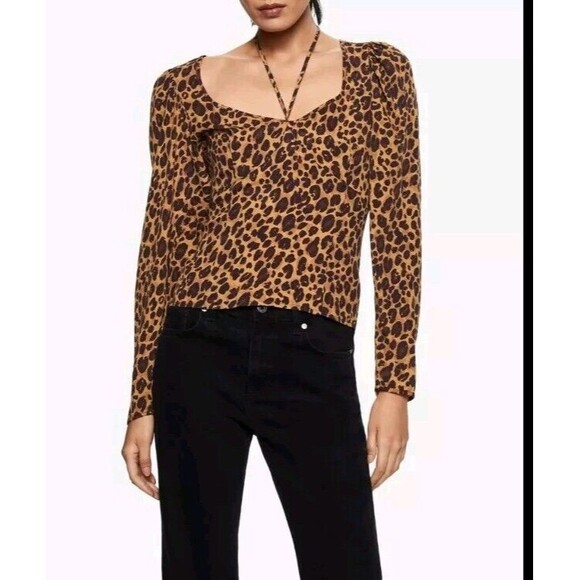 Mango Animal Print Blouse Size US 6 - Picture 1 of 8